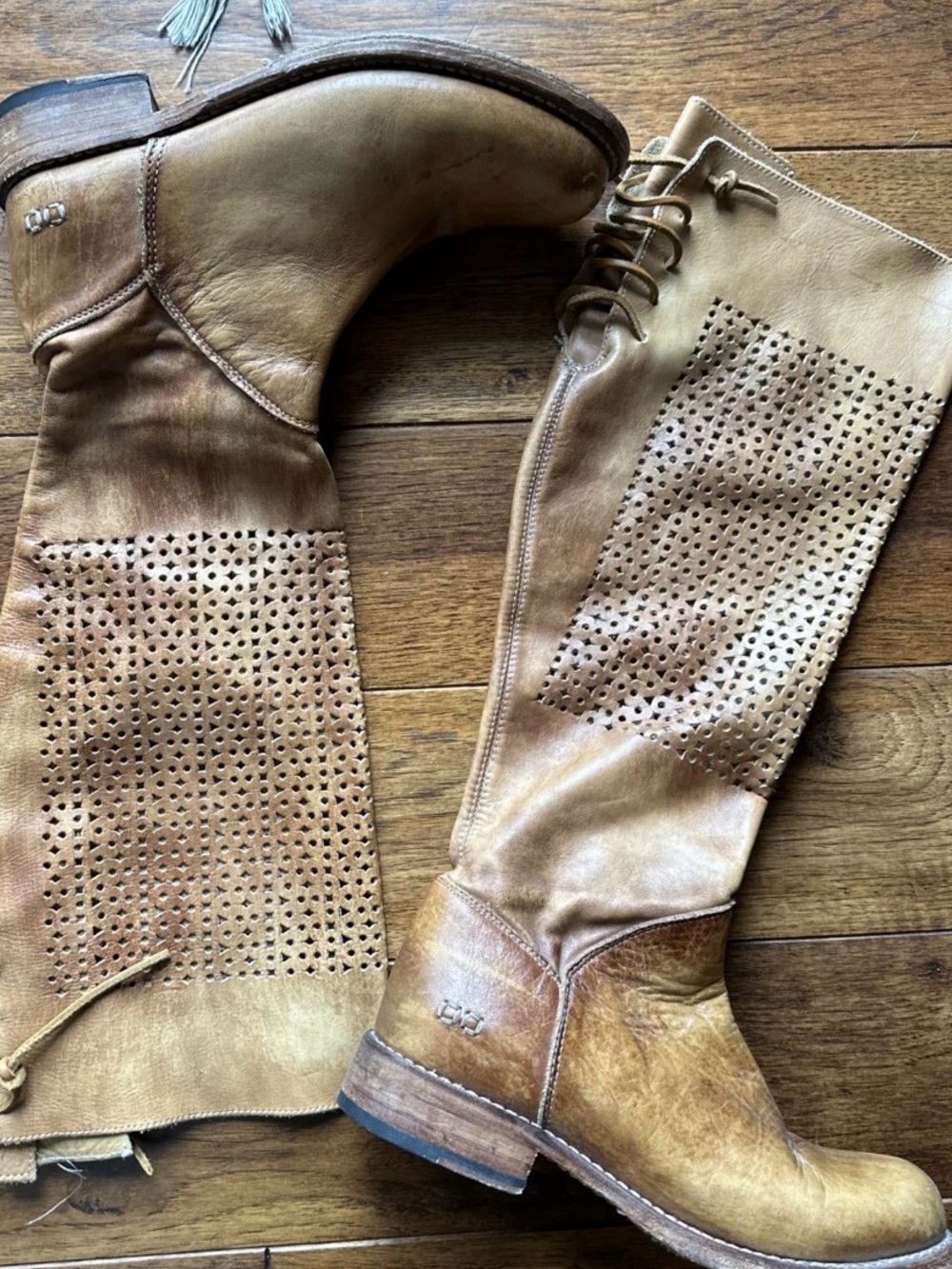 Bed Stu Cambridge Women’s 8.5 Tall Lace Up Riding Leather Boots Tan Driftwood